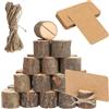 DELAESI 30 Pezzi Segnaposto in Legno Rustico Segnaposto da Tavolo in Legno Segnaposto con 30 Carte e 10m Corda Iuta Segnaposto Matrimonio Carta Titolari Portafoto per Matrimoni Ristoranti Banchetti