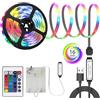 MUSUNIA Striscia LED a Batteria - 2M RGB 5050 Striscia LED Alimentata a Batteria o USB, Dimmerabile a Distanza 16 Colori, Tagliabile per Retroilluminazione TV Decorazione, Armadi, Decorazione Scale