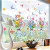 Sinekong Adesivi Finestra Fiori Vasi Decalcomanie per Finestre Non Adesiva Vetro Pellicola Fiore Farfalle Primavera Estate Adesivi Anti-Collisione per Camera da Letto Soggiorno Finestra Scala Vetrina