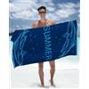 Rowjoy Telo Mare Microfibra Grande, Telo Mare Uomo e da Donna dal Disegno Unico, Telo Mare Personalizzato ad Asciugatura Rapida e Leggera, Ideale per Viaggi, Spiaggia (Blue Shark, 80 x 160 cm)