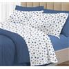 Riad Arredo Set Completo Letto 100% Cotone Percalle Italiano - Set Lenzuola Morbido Delicato Made in Italy (Danee Blue, Matrimoniale)