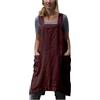 KAYLRE Grembiule Cucina in Cotone e Lino Stile Giapponese - Colore Solido, Bandaggio a X, Vestiti da Cuoco XL, Grembiule Maestra (Colore: Bordeaux, Taglia: 4XL)