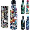 I-Drink - Borraccia termica in acciaio 350/500/750/1000 ml (350 ml, Graffiti)
