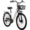 cysum X-City 26 Bicicletta elettrica per adulti, bici elettrica da città per donna, batteria rimovibile da 48 V 10,4 Ah, autonomia di 25 km/h e 80 km, urbani Commuter E-Bike, Step-Thru (bianco)