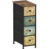 VEDECASA Armadio sottile con 4 cassetti in tessuto bohemien toletta, cassettiera per camera da letto, soggiorno, corridoio, struttura in metallo, legno vintage