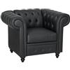 HOMCOM Divano 1 Posto Chesterfield in Pelle Finta PU, Divanetto Imbottita Capitonné Stile Classico con Gambe in Legno di Caucciù, Divano da Camera da Letto, Salotto e Soggiorno, 105x86x79 cm, Nero