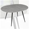 ZIK Tavolo da Pranzo Allungabile Rotondo in Legno MDF e Metallo, 120/160x120x74 cm