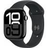 Apple Watch Series 10 GPS 46mm Jet Nero Cassa Alluminio con Nero Sport Band - M/L
