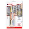 Edding 750 Marcatore a Vernice Lucida, Oro, Argento, Confezione da 2 Pennarelli, Punta Rotonda 2-4Mm, Pennarello Indelebile per Vetro, Pietra, Legno, Plastica, Carta, Impermeabile, Alta Copertura