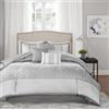 Madison Park Biancheria da Letto Alternativa per Tutte Le Stagioni, mantovana giroletto Abbinata, Cuscini Decorativi, Poliestere, Grigio Geometrico, Queen Size