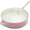GreenLife Artizan Padella per Sauté 30 cm/4,8 Litri in Ceramica Antiaderente Sana con Coperchio, Senza PFAS, Manico in Acciaio Inox, Induzione, Lavabile in Lavastoviglie, Sicuro al Forno, Rosa
