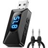 GlasFlength Adattatore Bluetooth Auto AUX 5.4, Trasmettitore FM Bluetooth con Jack AUX da 3,5 mm per Auto Radio Chiamata in Vivavoce Aux Bluetooth Auto per Car Audio Systems/Tablet (Nero)
