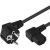 PremiumCord Cavo di Alimentazione 230 V 5 m con Contatto di Terra Angolato su Presa C13 Angolata, IEC 320, Cavo di Alimentazione PC a 3 Pin, Colore Nero