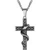 PROSTEEL Collana Crocifissa Serpente Satana Satanismo con Catena Regolabile, in Acciaio Inossidabile 316L, Omaggio Confezione Regalo, Argento