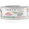 Tasty Pet Cat Sfilacci in Brodo Lattina Multipack 24x85G PESCE SPADA ALICETTE E ZUCCA