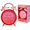 Fisura - Sveglia analogica rosa e rossa senza tic-tac, luce LED notturna, allarme con messaggio Better late than ugly. Dimensioni: 11,7x5,5x16 cm. Metallo. Funziona con 1 pila AA (non inclusa).