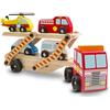 Melissa & Doug Carro Attrezzi Giocattolo 5 Pezzi Elicottero, Ambulanza, Macchina Polizia e Camion dei Pompieri | Giochi in legno | Camion per Bambini dai 3 ai 6 anni