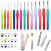 EASYKEENECOM Set di 14 ganci per maglieria con manici ergonomici in gomma a presa morbida, multicolore gancio in alluminio lavorato a maglia, kit di uncinetto per adulti principianti da 2 a 10 mm