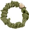 By Eloise London Gold Heart Silk Scrunchie colore Olive Green