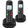 ALCATEL XL685 Duo - Telefono fisso cordless DECT Senior Formato XL - Display grafico ad alta leggibilità - Tasti grandi - Audio Boost - Vivavoce - Blocco chiamate - 2 portatili - Nero