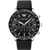 Emporio Armani Orologio da uomo, movimento cronografo al quarzo, cassa in acciaio 43 mm con cinturino in pelle, AR11243