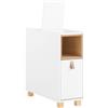 SoBuy Tavolino Stretto - comodino camera da letto con Cassetto e Ripiano per Spazi Piccoli, Soggiorno, L24 x P60 x H60cm Bianco FBT161-WN