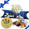 NARAMAKI® Baci Perugina Regalo Pasqua 2025-37,5gr Baci Perugina Classico + Calamita Ti amo Papà 7 cm + Rosa Bianca Artificiale- Regalo Uomo|Papà|Compleanno