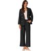 Allegra K Donna Tailleur da 2 Pezzi, Eleganti, da Lavoro, da Ufficio, Casual, Blazer E Pantaloni Set da Due Nero M