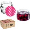 KADAX Piccoli vasetti per conserve da 250 ml, con coperchio, ermetici da regalare, mini barattoli per miele e spezie (10 pezzi, rosa a pois