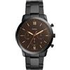 Fossil Orologio Neutra Chrono da uomo, movimento cronografo al quarzo, cassa in acciaio inossidabile nero da 44 mm con bracciale in acciaio inossidabile, FS5525, Grigio scuro e marrone