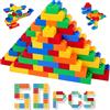 HIUME Mattoncini Costruzioni per Bambini 3 4 5 6 Anni - Set da 50 Blocchi Grandi Compatibili - Building Blocks Educativi con Scatola - ABS Sicuro.