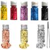 YNR Set di 8 Bottiglie di Scaglie Decorative con Pinzette, Foglia Metallica in Oro, Argento e Colori Assortiti per Arte e Artigianato