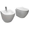 LANERI Coppia Sanitari Sospesi Rimless senza brida linea tonda dimensioni ridotte coprivaso soft-close