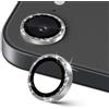 GEEMEE per iPhone 16e/iPhone 17e Pellicola Protezione Fotocamera, Vetro Temperato & Bordo in Alluminio Glitter Diamantato, Disegno del Diamante Durezza 9H HD Facile da Installare - Silver