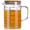 TAMUME Misurino in Vetro con Coperchio, Caraffa Graduata con Scala Multipla (500ml)