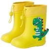 SEAUR Stivali da pioggia per bambini, in gomma, leggeri, 360 gradi, con coulisse regolabile, per bambini, motivo dinosauro 3D, 21-31 EU, giallo., 24 EU