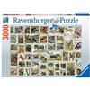 Ravensburger Puzzle Francobolli degli Animali Puzzle 3000 pz Illustrazioni, Puzzle per Adulti