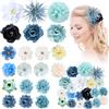 Hifot 20 Pezzi Hawaii Fiore per Capelli Donna, Fermagli Capelli Bambina, Colorate Forcine per Capelli, Blu Bianco Clip Accessori Capelli Cerimonia per Sposa Ragazze Festa Spiaggia Nozze Estate