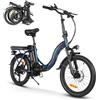 SAMEBIKE CY20 Bici Elettrica per Uomo Donna, 20 Fat Tire Pneumatico Grasso 36V 12Ah Bicicletta Elettrica Cambio a 7 Velocità (DEEP BLUE)