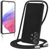 Knrlqim Cover per Samsung Galaxy A53 5G con Cordino Custodia con Laccio Collana Tracolla Collo Corda Regolabile Liquido Silicone Antiurto AntiGraffio Protettiva Case per Samsung A53 5G 6,5,Nero