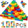 HIUME Mattoncini Costruzioni per Bambini 3 4 5 6 Anni - Set da 100 Blocchi Grandi Compatibili - Building Blocks Educativi - Giocattolo con Scatola - ABS Sicuro.