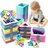 HouYa-Tec 44 Pezzi Costruzioni Magnetiche per Bambini 3 4 5 6 Anni，Magnete Nuovo e Potente， Giochi Bambina 2 3 4 5 6 Anni， Regalo Bambina 3 4 5 6 7 Anni， Educativi Calamite Montessori STEM Costruzioni
