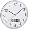 TFA Dostmann, 60.3048.02 - Orologio analogico da parete con termometro digitale e igrometro per il controllo del clima della stanza, vetro trasparente, Ø 302 (bianco con batterie)