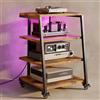 Vrietina Mobile HIFI con ruote, Mobile Giradischi con 4 Ripiani e luce a LED, Supporto HIFI di altezza regolabile per Amplificatore/DVD Player/Sky Box