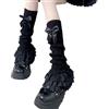 CAMDOM Lolita, scaldamuscoli in peluche con fiocco e pizzo, per ragazze, bianco, taglia unica