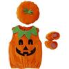 XIXIMAON Neonato Costume di Halloween Bambini e Ragazzi 2 Pezzi Completini di Halloween 2 Pcs Set Gilet e Cappello di Zucca Maglietta Lunga senza Maniche T Shirt Elastico con Bottone (Arancione 2, 0-6 Mesi)