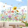 wondever Adesivi Finestra Fiore Giardino Primavera Vetrofanie Adesivi Anticollisione per Fiore Girasole Iris Estate Adesivi Elettrostatici per Vetro Porte Finestre