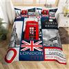 Homewish Set di biancheria da letto per ragazzi e ragazzi, con copripiumino grande piegato, motivo: cabina telefonica rossa con bandiera Union Jack, decorazione per camera da letto matrimoniale