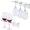LOXSUN 2 Pezzi Porta Calici da Parete, Porta Bicchieri Sospesi in Acciaio Inox Con Adesivo, Portabicchieri Sospeso Organizer da Muro Per Cucina Bar, Argento