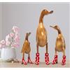 Rikmani - Figura di legno Anatra Stivali Tacchi Rosso Fiorito - Fatto a mano in legno Decorazione Regalo Figurina Set